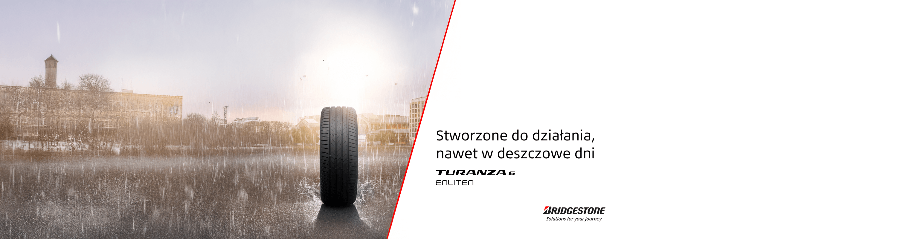 Opona Bridgestone Turanza 6 Enliten na mokrej nawierzchni. Hasło: Stworzone do działania, nawet w deszczowe dni