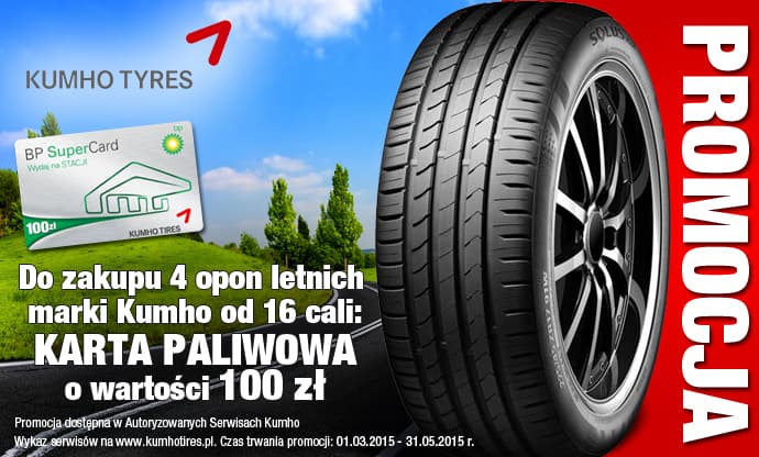 Opony Kumho Promocja Karta Paliwowa 100zł Gratis