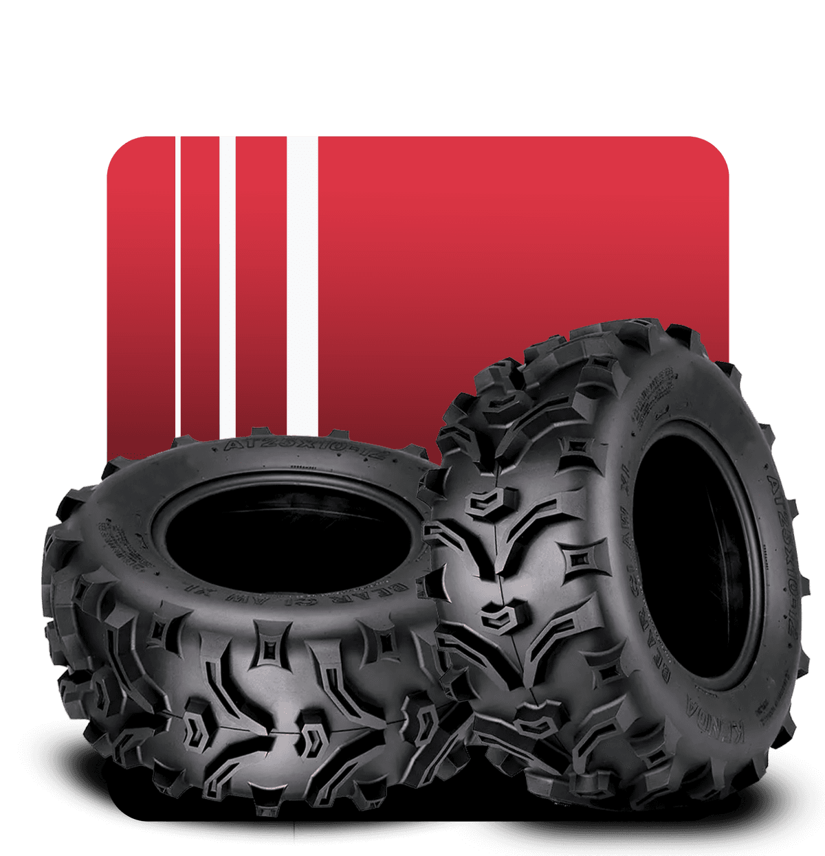 Dwie opony terenowe Kenda Bearclaw XL do Quada/ATV z agresywnym bieżnikiem błotnym.