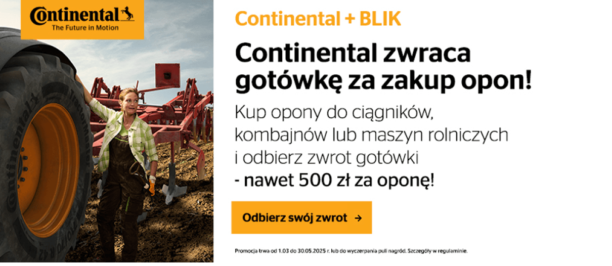 Continental + BLIK - Zwrot gotówki za zakup opon