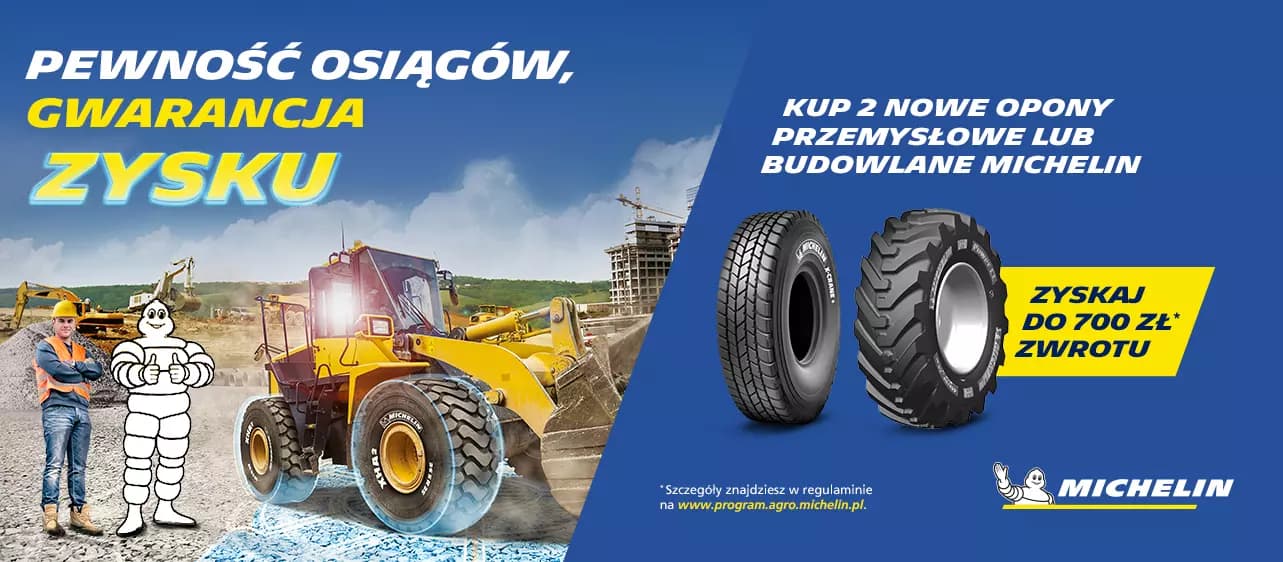 Specjalna promocja na opony budowlane i przemysłowe Michelin. Promocja dla użytkowników