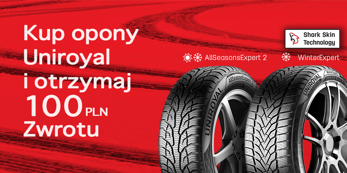 Promocja na opony Uniroyal edycja 2023 , kup komplet i otrzymaj 100zł zwrotu.