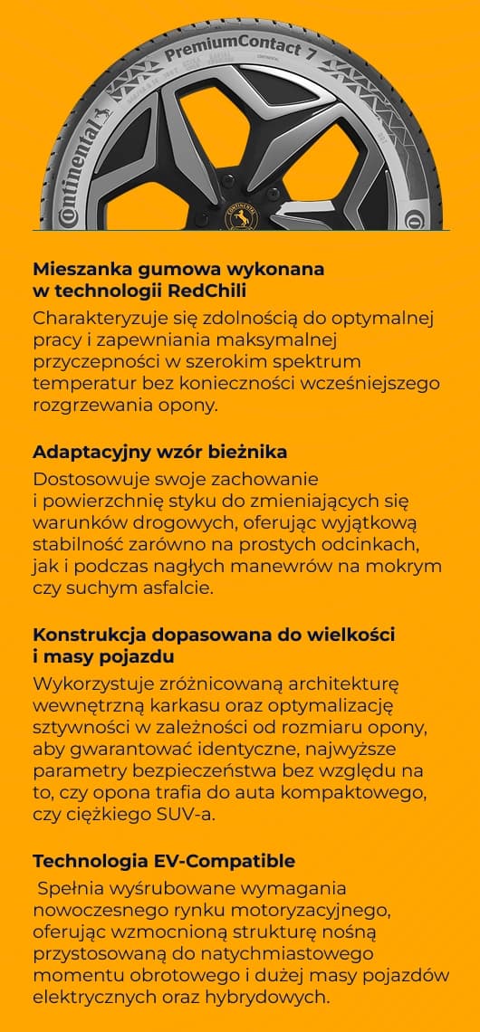 Właściwości techniczne i technologiczne opony Continental PremiumContact 7