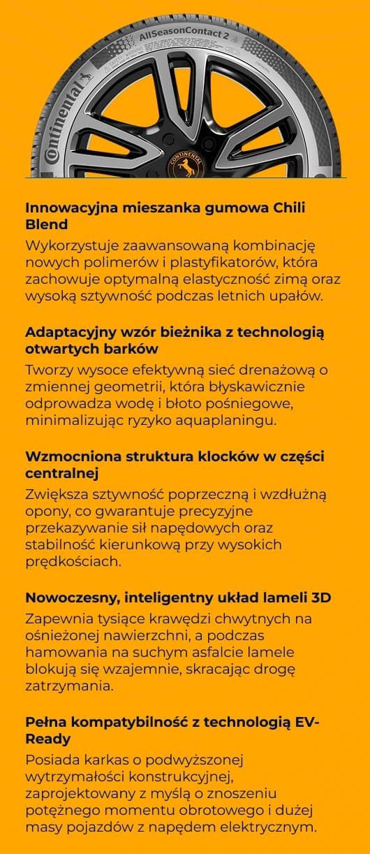 Właściwości techniczne i technologiczne opony Continental AllSeasonContact 2