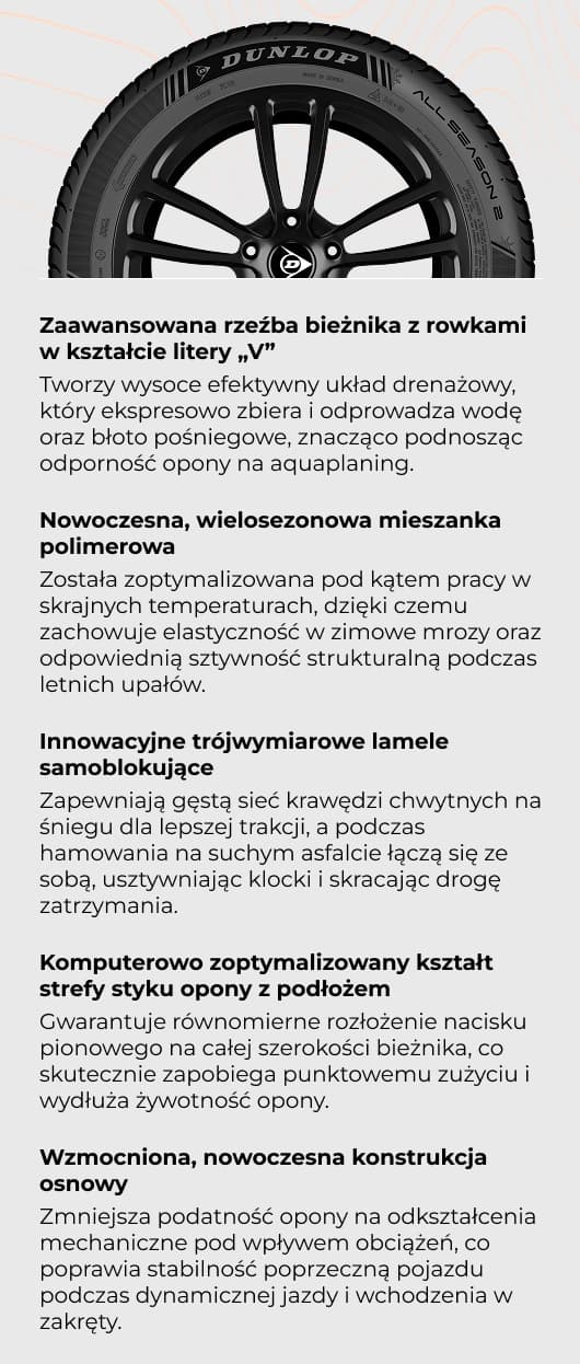 Właściwości techniczne i technologiczne opony Dunlop ALL SEASON 2