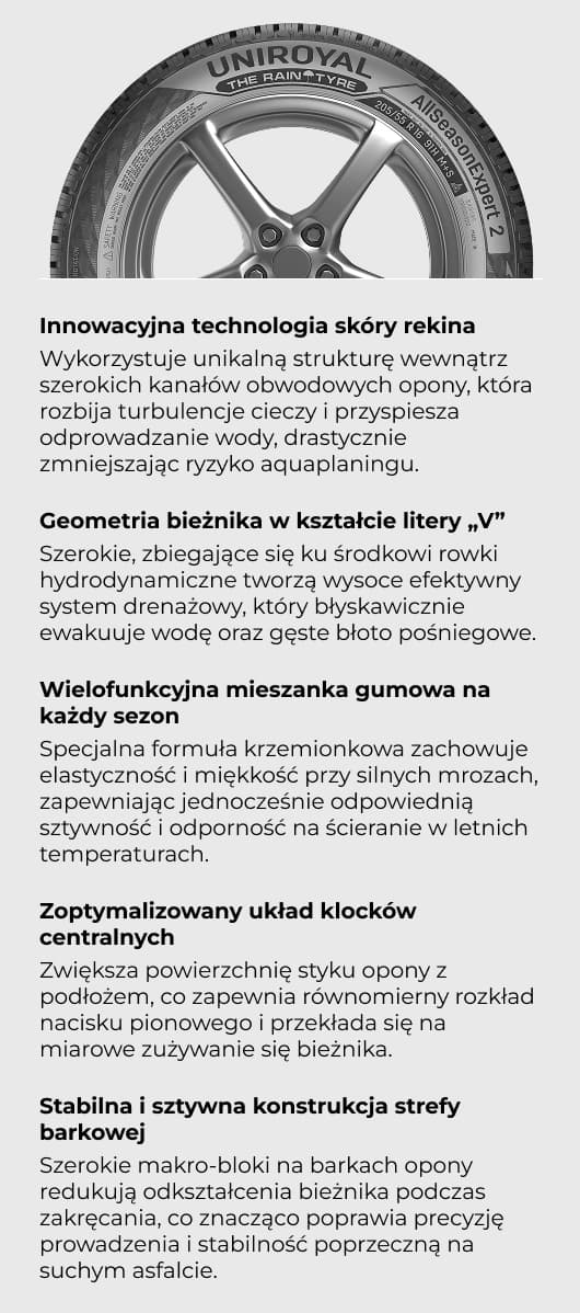 Właściwości techniczne i technologiczne opony Uniroyal AllSeasonExpert 2